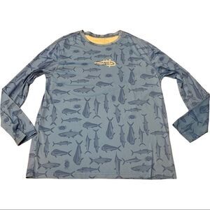 Reel life Long Sleeve Fish Shirt Blue Medium